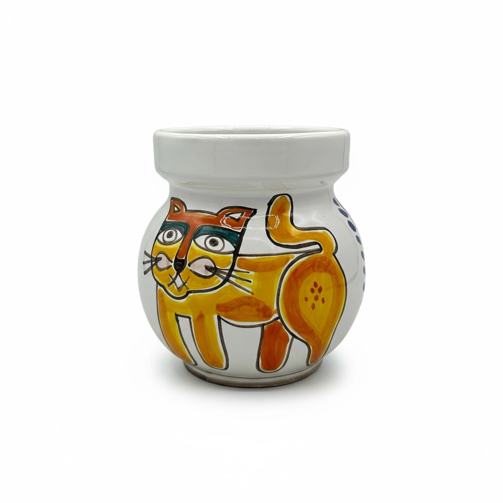 Cat and Red Sun Vase