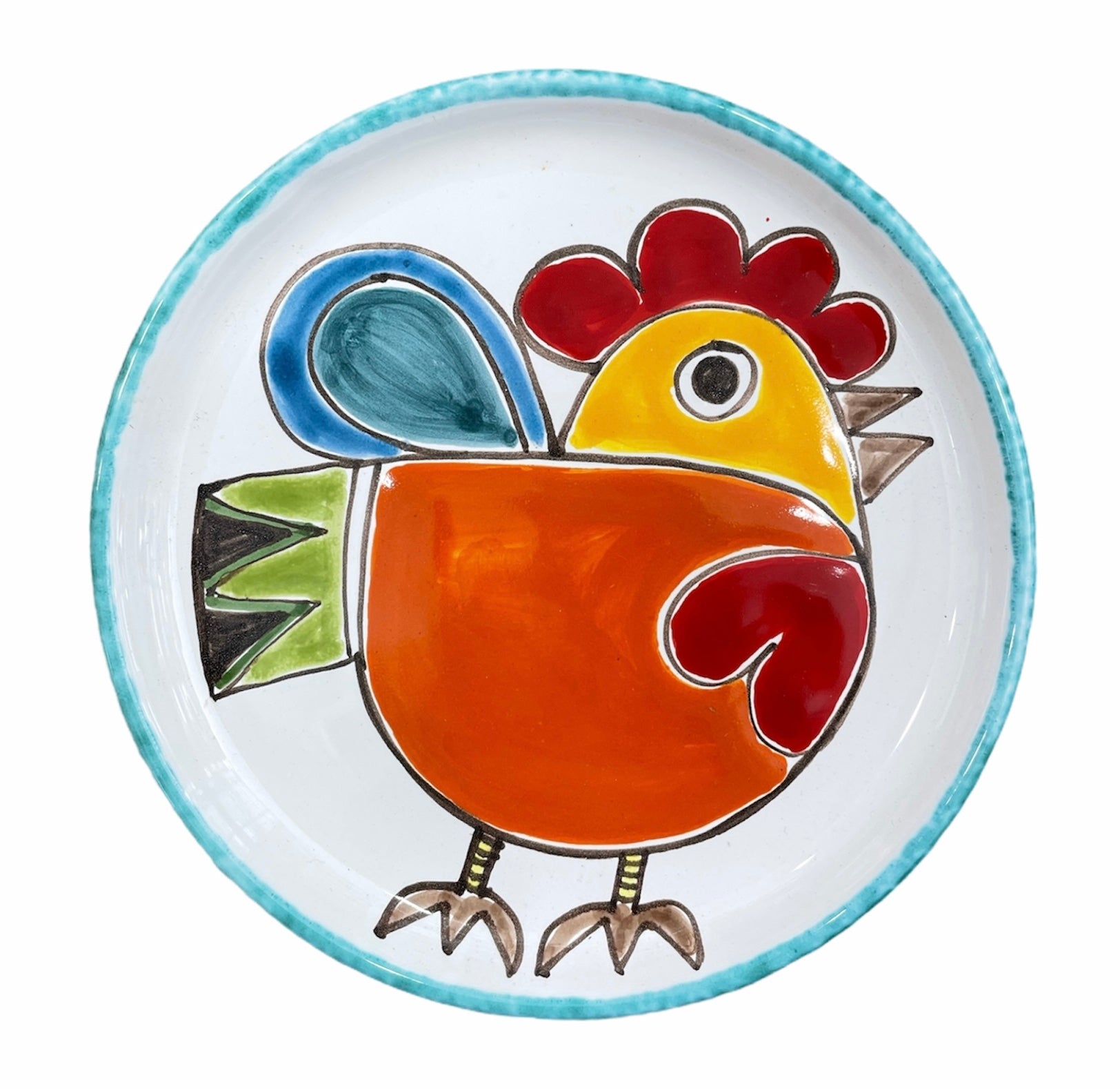 Round Plate - Hen - Green Edge