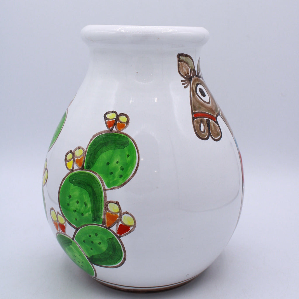 Vase Donkey and prickly pears