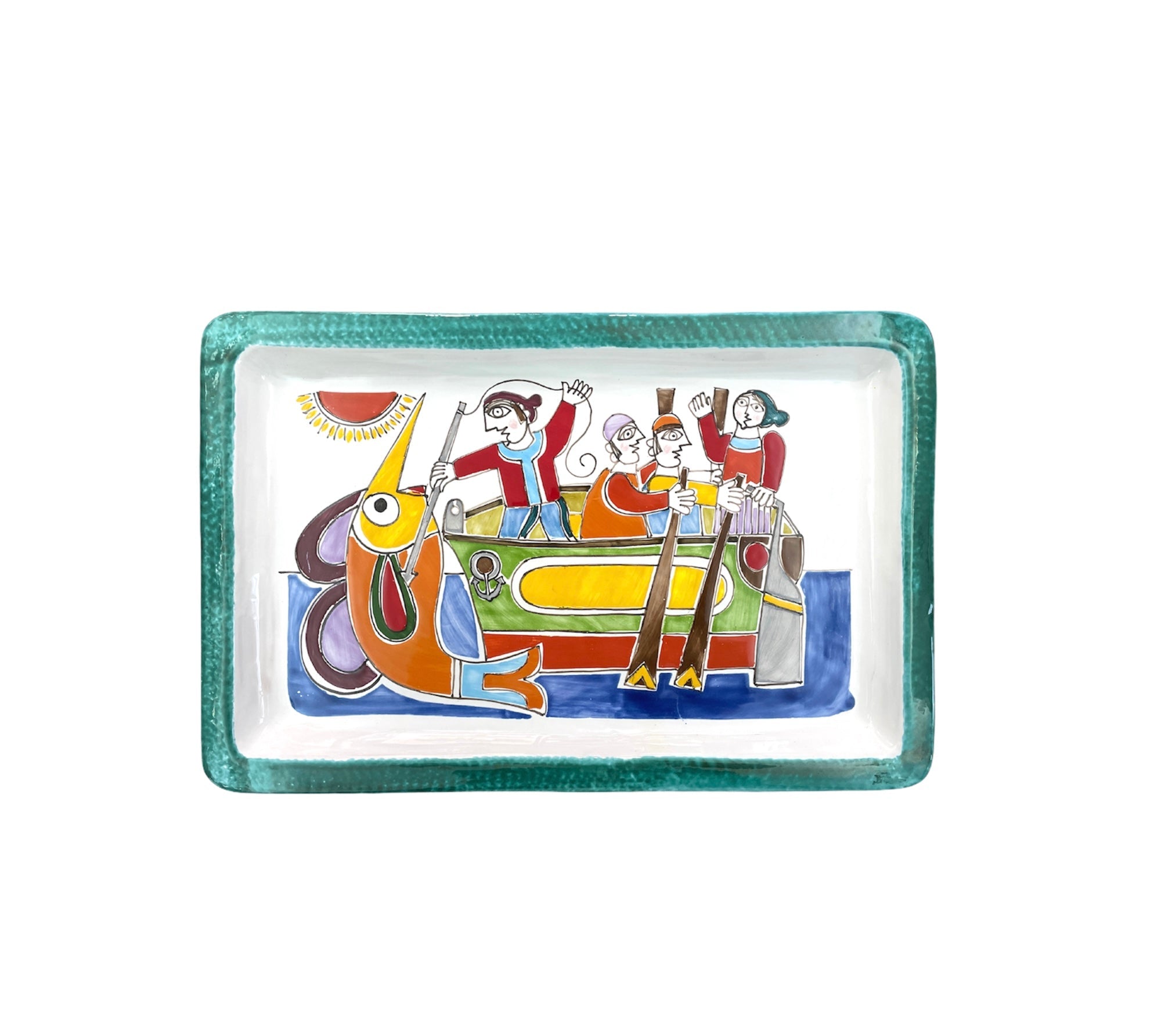 Swordfish Fishing Green Border Tray